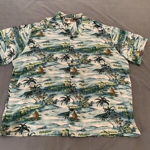 Kalaheo Shirt Mens 3XL Blue Hawaiian Scenic Short Sleeve Button Front Casual
